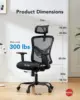 Huanuo Ergonomic Office Chair, High Back Desk Chair With S-Shaped Backrest, Adjustable Lumbar Support, Headrest, Armrest, Mesh 3