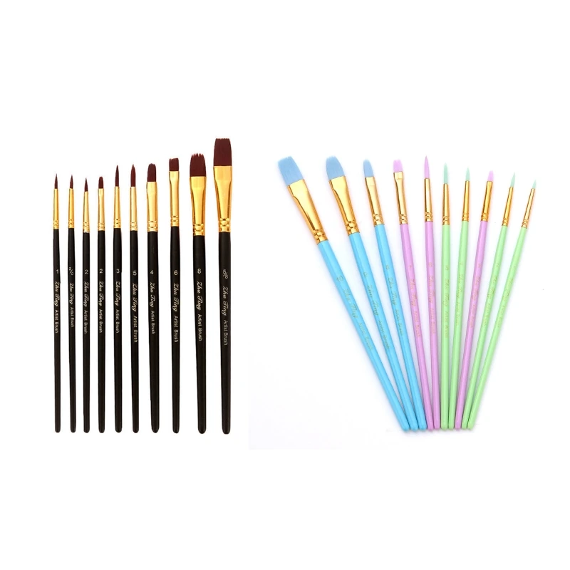 

10Pcs Acrylic Paint Brush Artist Set for Gouache Watercolor Oil Acrylic Dropship