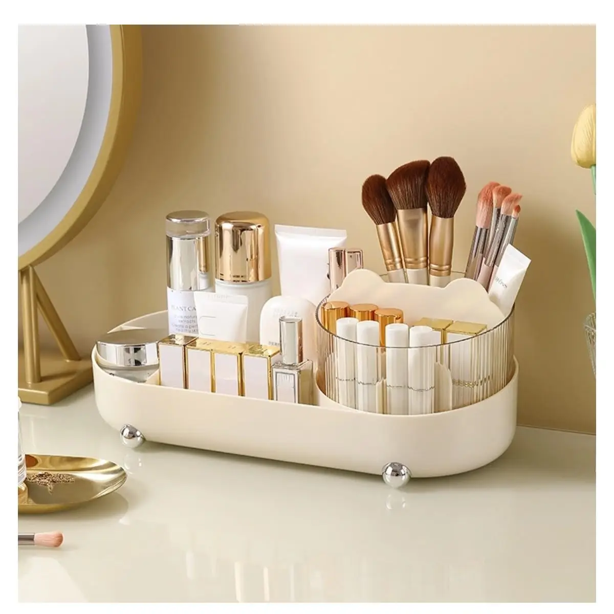 Cosmetic Desktop Storage Box Makeup Organizer 360 Degree Rotating Perfume Organizer Large Capacity Makeup Brush Holder 2