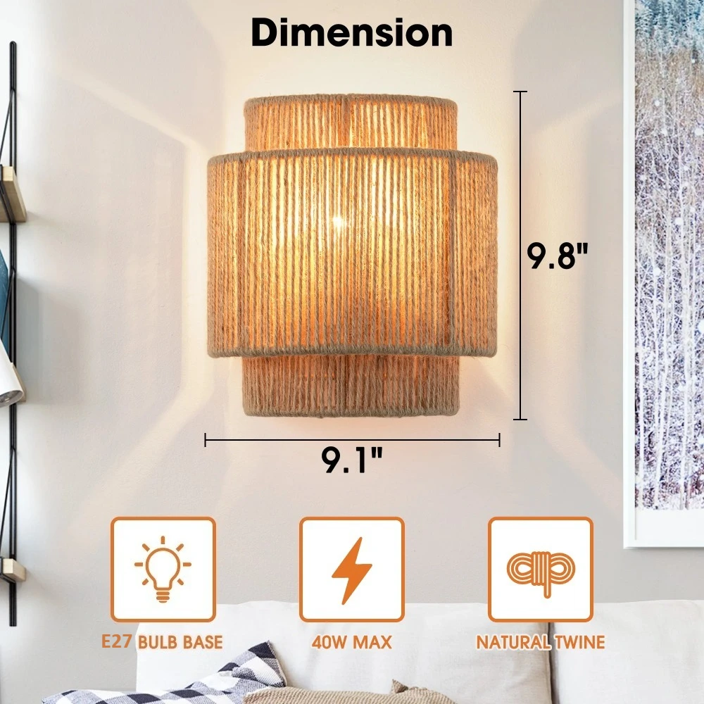 Boho Twine Wall Sconce 6