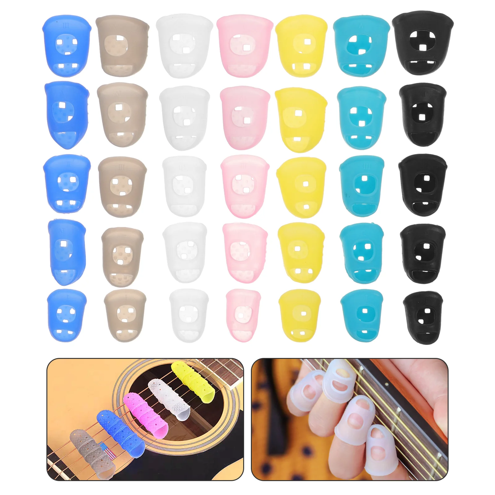 

35pcs Guitar Fingertip Protectors Silicone Fingertip Protectors Guitar Practicing Finger Caps