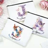Personalized Initial with Name Makeup Bag for Women A-Z Cosmetic  Bags Girls Travel Toiletry Pouch Wedding Birthday Gift for Her 1