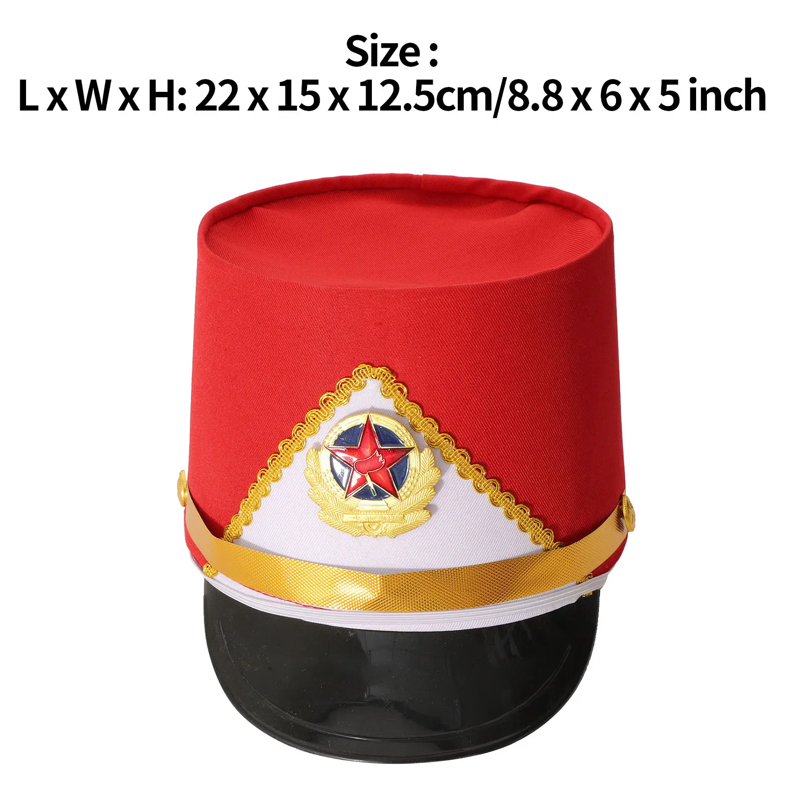 Children Drum Band Major Hat Stage Performance Soldier Confetti Cap Hat Marching Band Drummer Cosplay Predator Costume Cap women cosplay hat