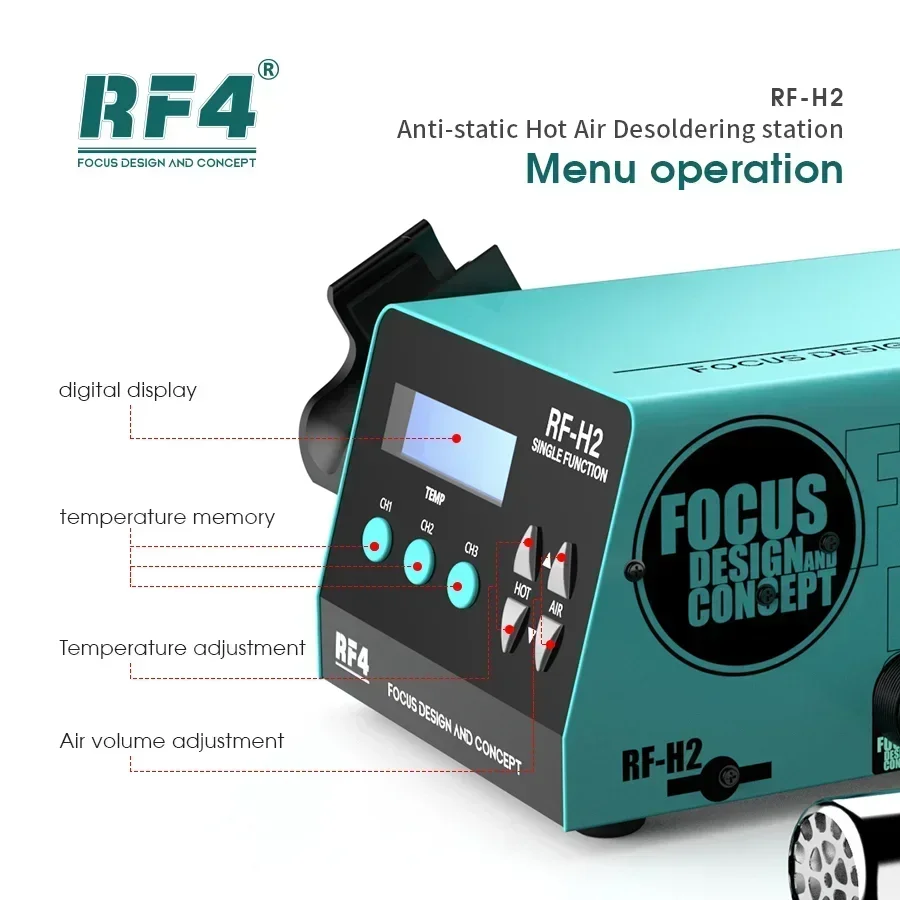RF4 1000W Fast Desoldering Hot Air Gun Soldering Station Digital Display Intelligent BGA Rework Station To PCB Chip Repair RF-H2 4