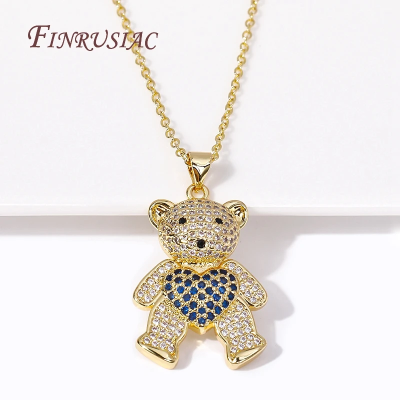 Fashion Inlaid Zircon Bear Unicorn Pendant Necklace 18K Gold Plated Luxury Jewelry Necklaces for Women's girls Gifts 2024 New