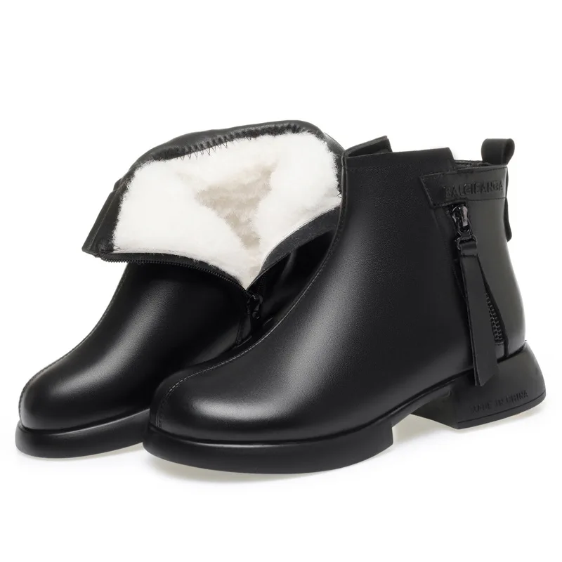 

ZXRYXGS 2023 высококачественные зимние кожаные сапоги из воловьей кожи 2023 новые модные теплые внутри плюшевые/меховые одношерстяные сапоги женские зимние сапоги