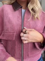 Veste en velours côtelé pour femme avec col en similicuir, manteau décontracté, streetwear, vêtements d'extérieur, nouvelle tenue de printemps, vestes et manteaux 2