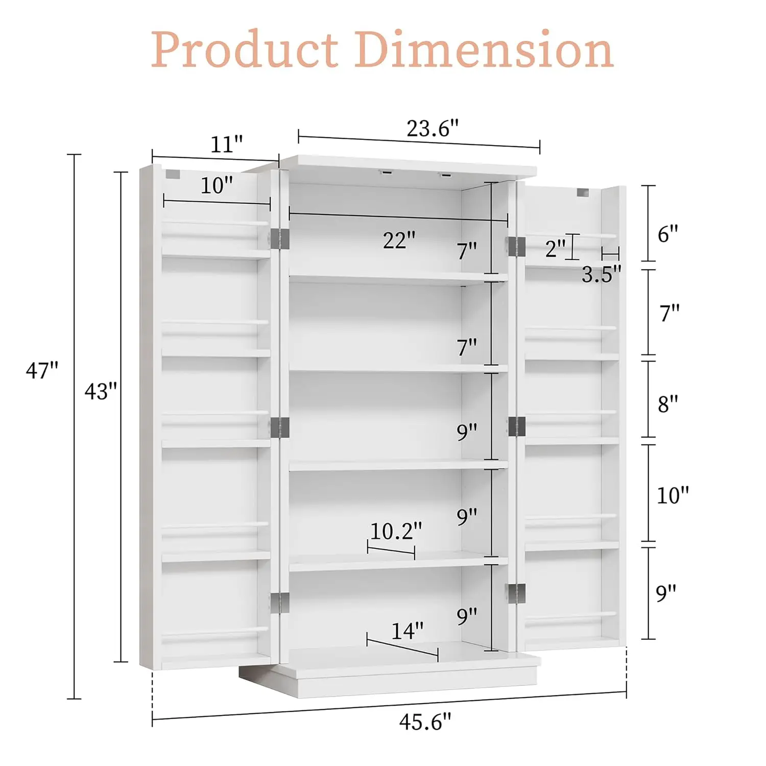 47in Freestanding Wood Pantry Storage Cabinet 2