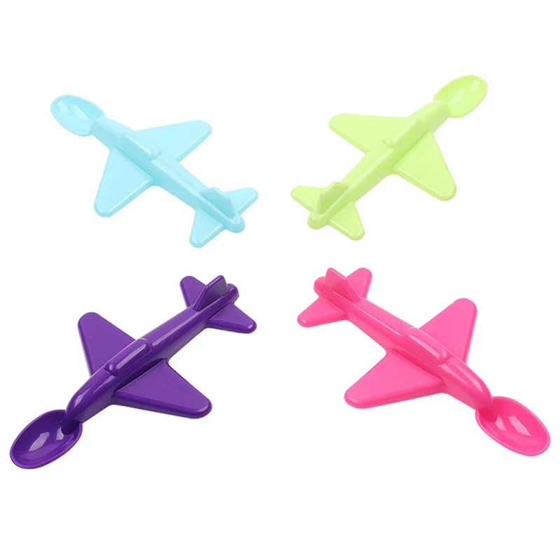 

Fashion Kid Training Spoon Airplane Shape Long Handle Children Spoon Tableware Cartoon Plastic Kid Soup Spoon Tableware Accessor