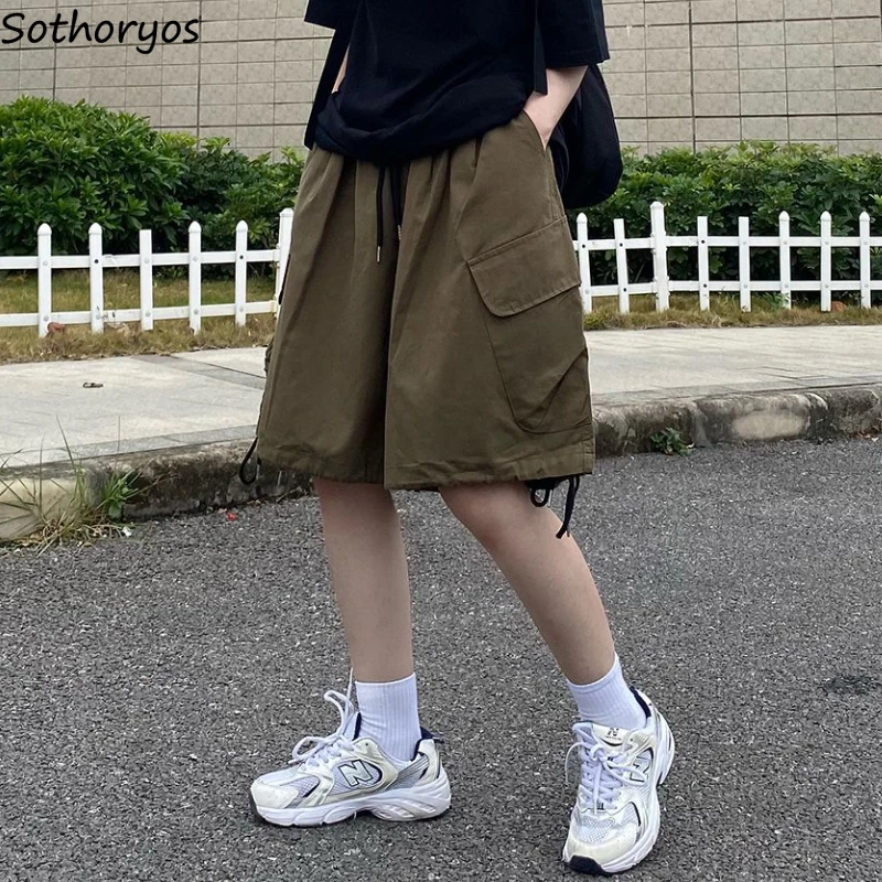 

Shorts for Women Solid High Waist Unisex Casual Streetwear Loose Wide Leg Teens Safari Style Cool Korean Fashion Summer Clothes