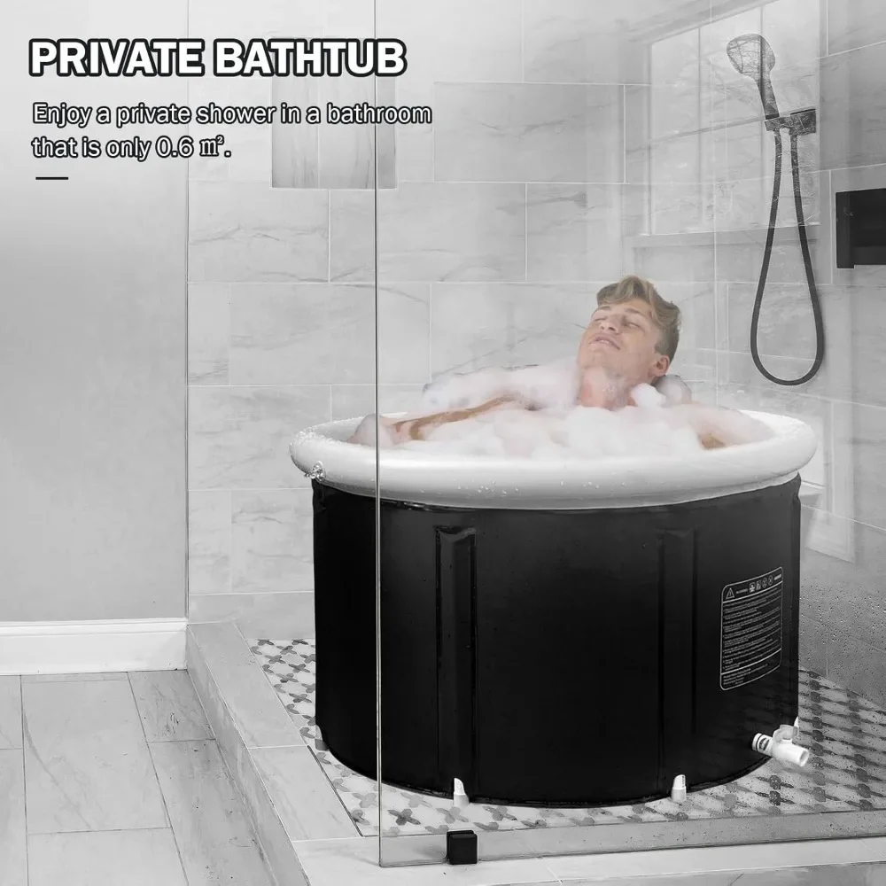 Ice Bath Tub for Athletes, Cold Plunge Tub, Portable Bathtub for Adults Outdoor Inflatable Ice Barrel Home Shower Hot/Cold Bath 5