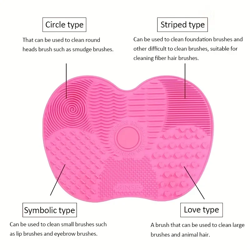 Cleaning Pad-Efficient & Portable & Reusable Apple Shaped Silicone  Makeup Brush Makeup Brush Cleaning Mat With Suction Cup