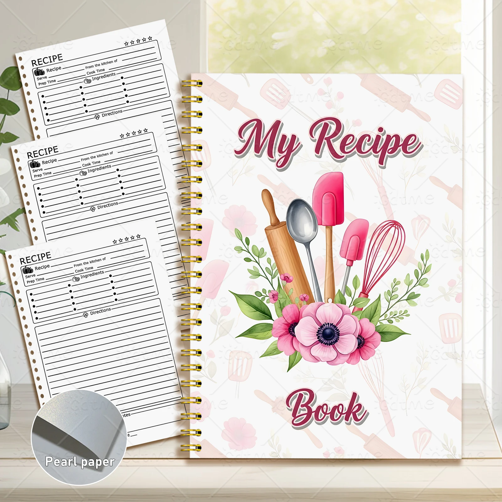 Recipe Notebook: A Charming Kitchen Planner with Cute Cooking Patterns and Pastel-Colored Food Journal
