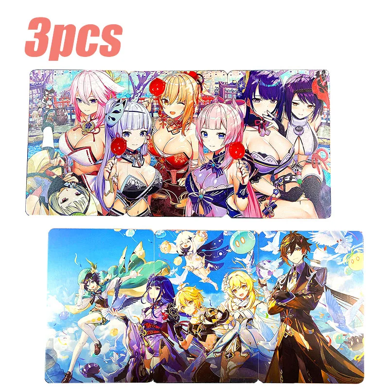 

3Pcs/set Anime Characters Genshin Impact Yae Miko Beelzebul Diy Homemade Collection Game Toys Flash Card Christmas Birthday Gift