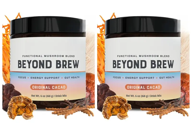 Organic Mushroom Complex Powder with Acacia Gum Stevia Cacao for Sustained Focus Energy Immunity Prebiotics & Probiotics 168g - Image 9