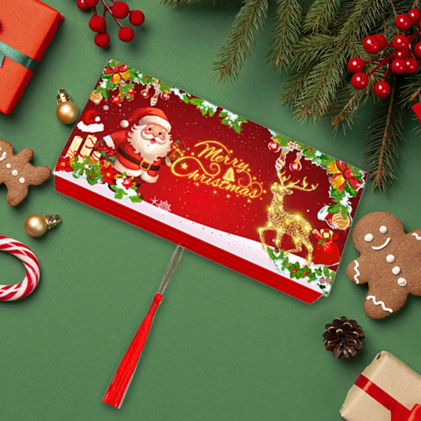 Christmas Money Holders Holiday 10-Slot Booklet Stocking Stuffers Folding Christmas Money Booklet For Girls Women Men Mom Dad