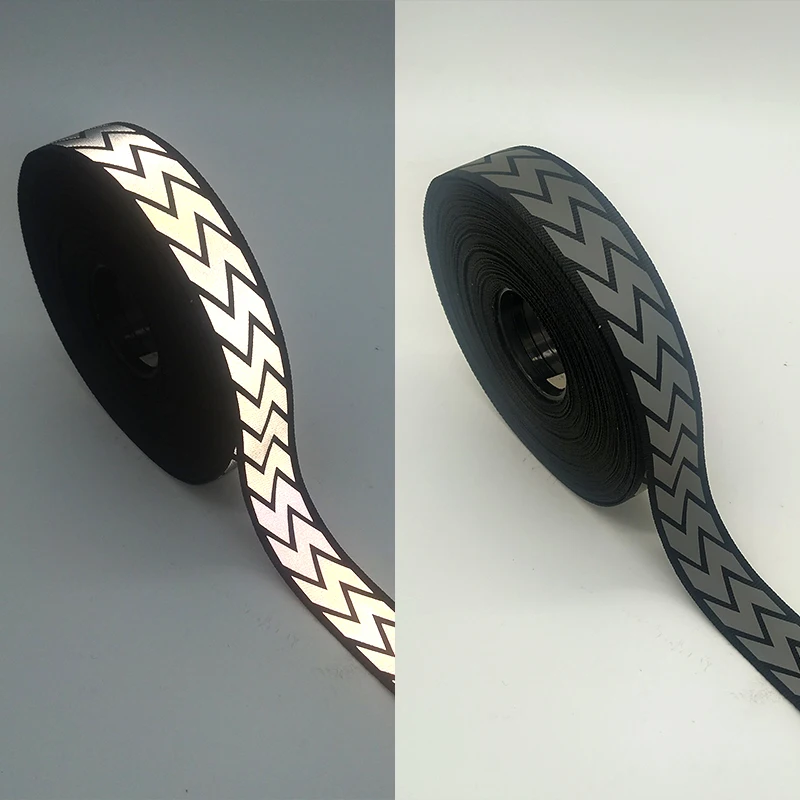 27mm Reflective Ribbon Pattern Black Traffic Safety Warning Tape DIY Clothing Sewing Accessories 3 meter long
