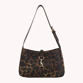 Women Vintage Shoulder Bag Leopard Print Retro Handbag PU Leather Cool Girl Handbag Ladies Travel Shopping Bag 1