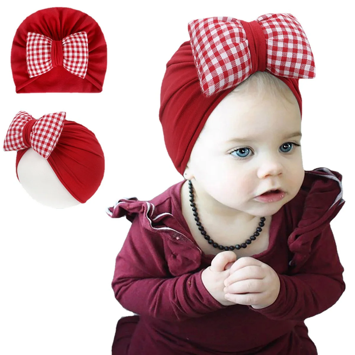 

Kid Hat Class A Cotton New Baby Cap Newborn Spelling Fat Bow Head Set Spring Summer And Autumn Cute Baby Cap