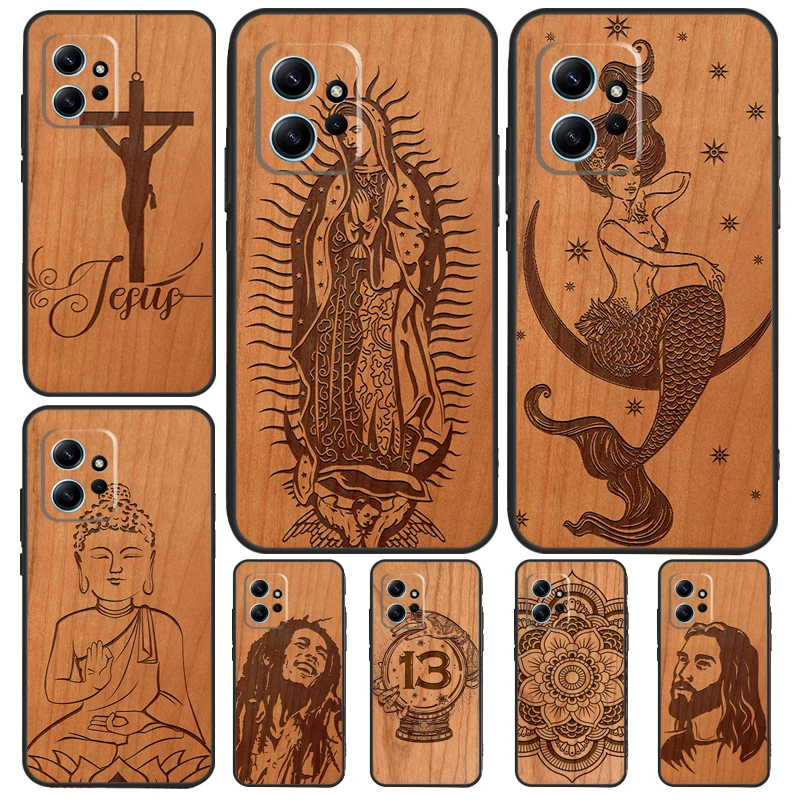Buddha Jesus Guadalupe Wood Per Xiaomi Redmi Note 12S 11S 10S 9S Note 12 8 9 10 11 Pro Custodia Per Telefono Per Redmi 12 9 C 10C