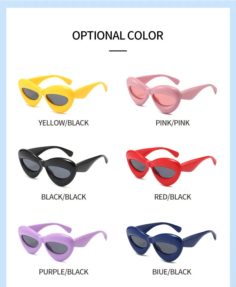 Lunettes de soleil à lèvres Sexy couleur bonbon Unique pour femmes nouvelle marque jaune bleu dégradé lunettes de soleil hommes Hip Hop nuances_voghion.com