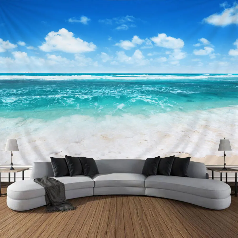 Ocean Beach Outdoor Scenery Tapestry Seaside Sunset Wall Hanging Large Beautiful dormitorio Indoor Bedroom Wall Decoration murale