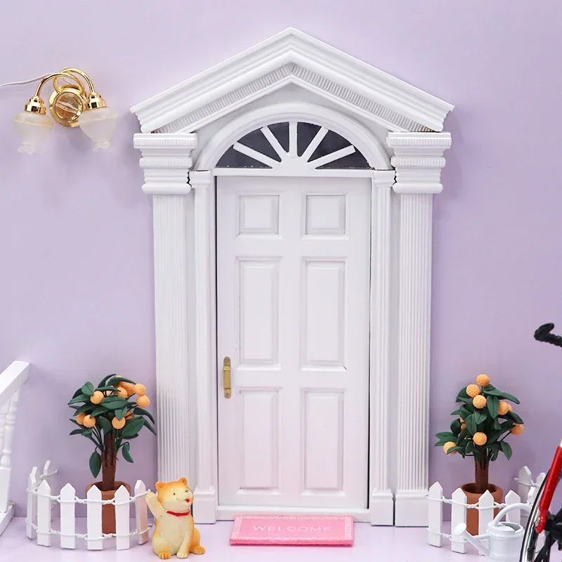 Miniature Wood Elf Door Tooth Fairy Door Mini House Accessories Pretend Play Toy Gift for Kids Furniture Simulation Miniatures 2