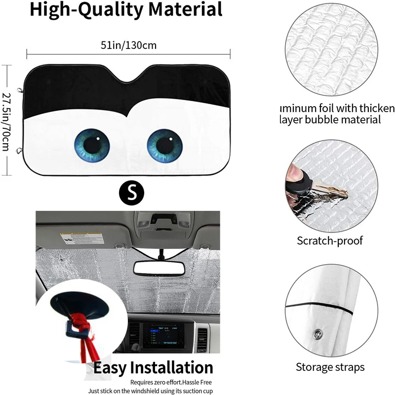 Cartoon Eye Car Sunshade Front Window Cover Windshield Sun Shade Car Sun Visor Heat Protection Interior Accessories