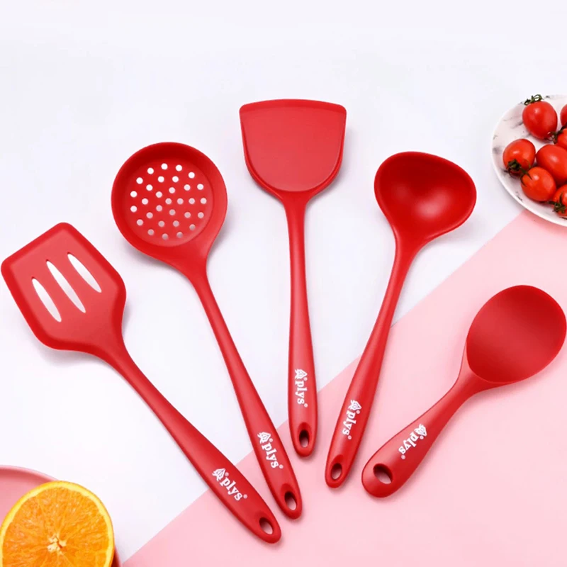 Description Picture 2 of item5pcs Set of Multi-color Silicone Cookware Set Heat Resistant Non-stick pan, spatula and spoon Cooking Utensils