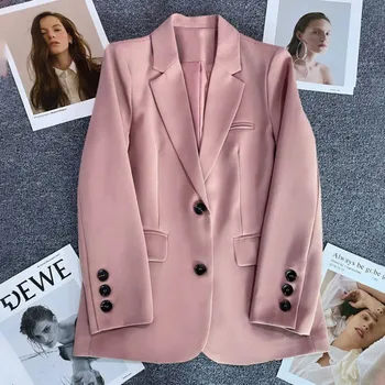 Elegant Office Lady Blazers for Women 2025 Fashion Long Sleeve Single Button Blazer Coats Female Top Suit Jackets Outerwears 1