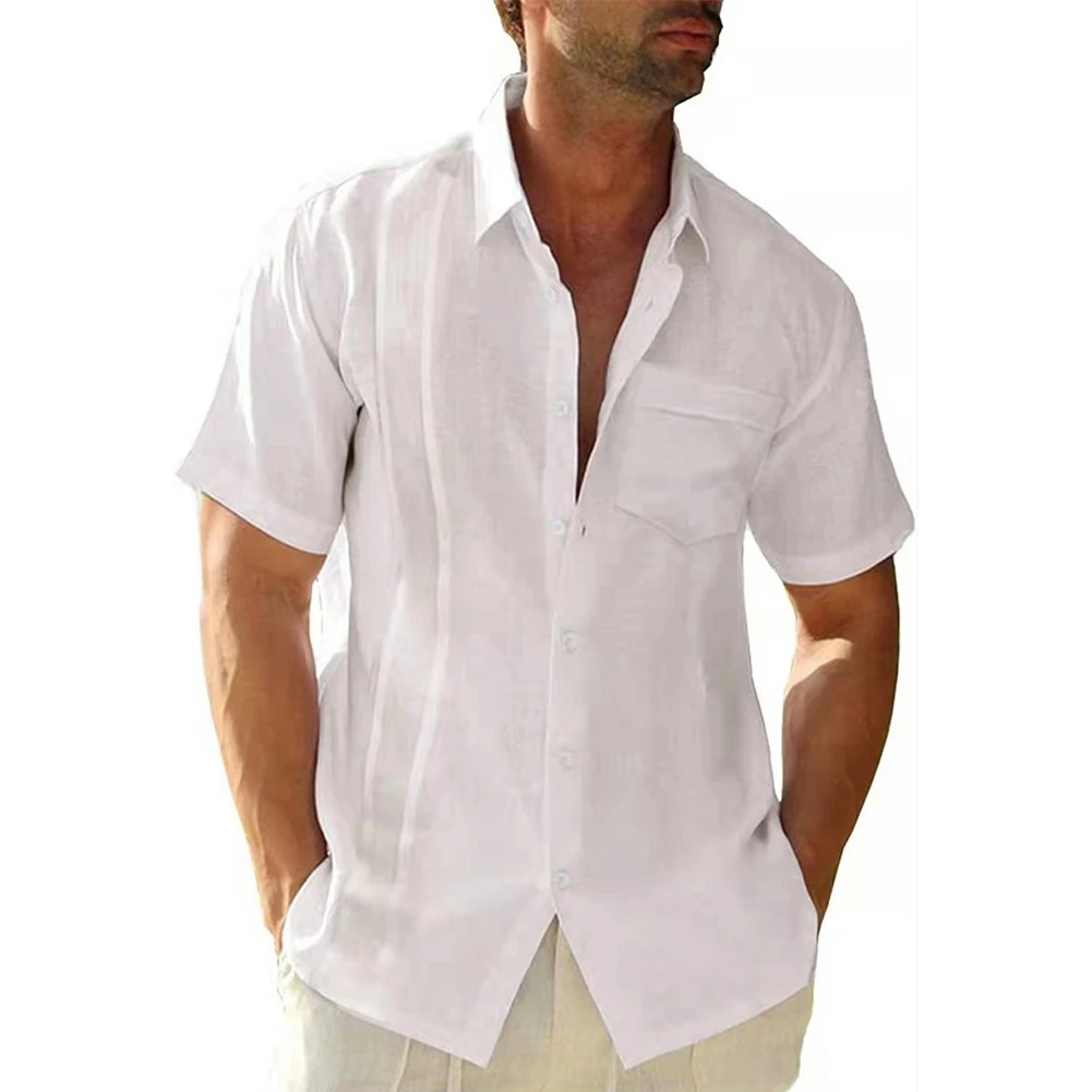 Men's Cuban Beach Short Sleeved Dress Shirt Guayabera Style Top Casual Tee Available in Different Colors Perfect Summer Wear
