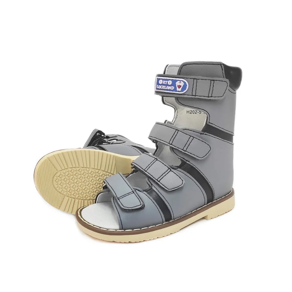 Ortoluckland 어린이 하이 탑 샌들 소년 가죽 정형 신발 어린이를위한 Clubfoot 발목 지원 플랫 피트 신발