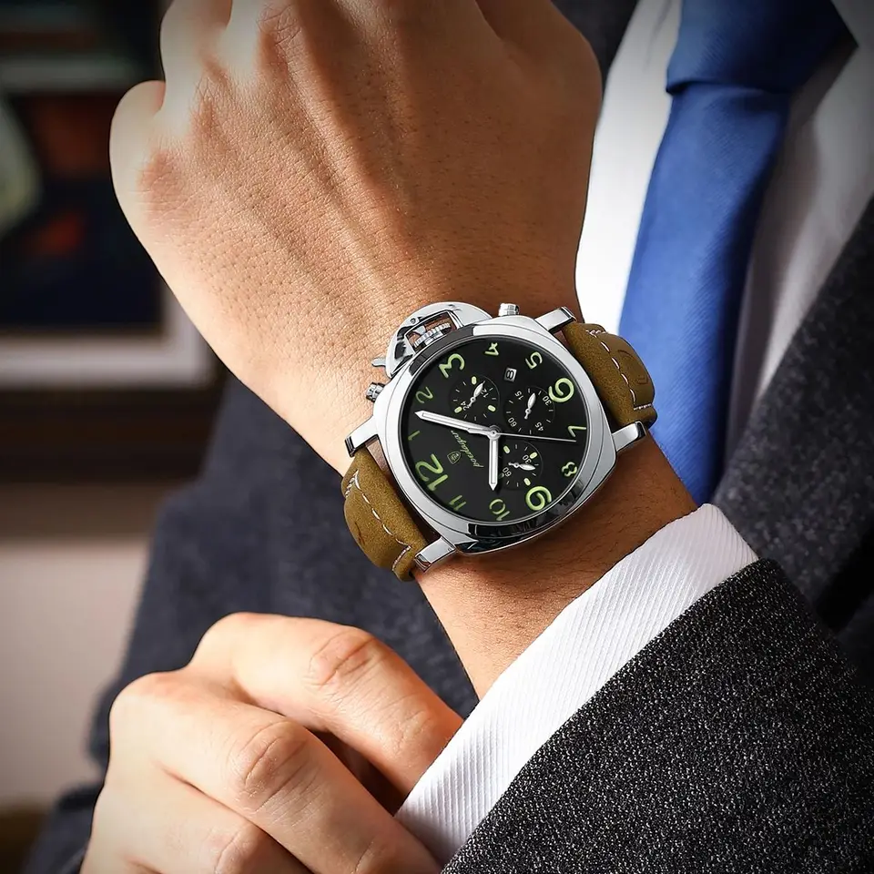 1本【高級】POEDAGAR エレガント高品質防水夜光クォーツ式メンズウォッチ Poedagar 高級腕時計男性用クォーツスポーツメンズ腕時計防水