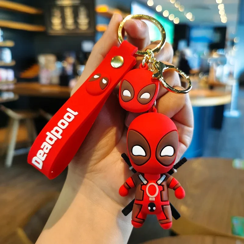 Key Rings Marvel Deadpool Keychain Funny Q Version Keyring Cute Anti-Hero Backpack Charm Fans Couples Gift Idea