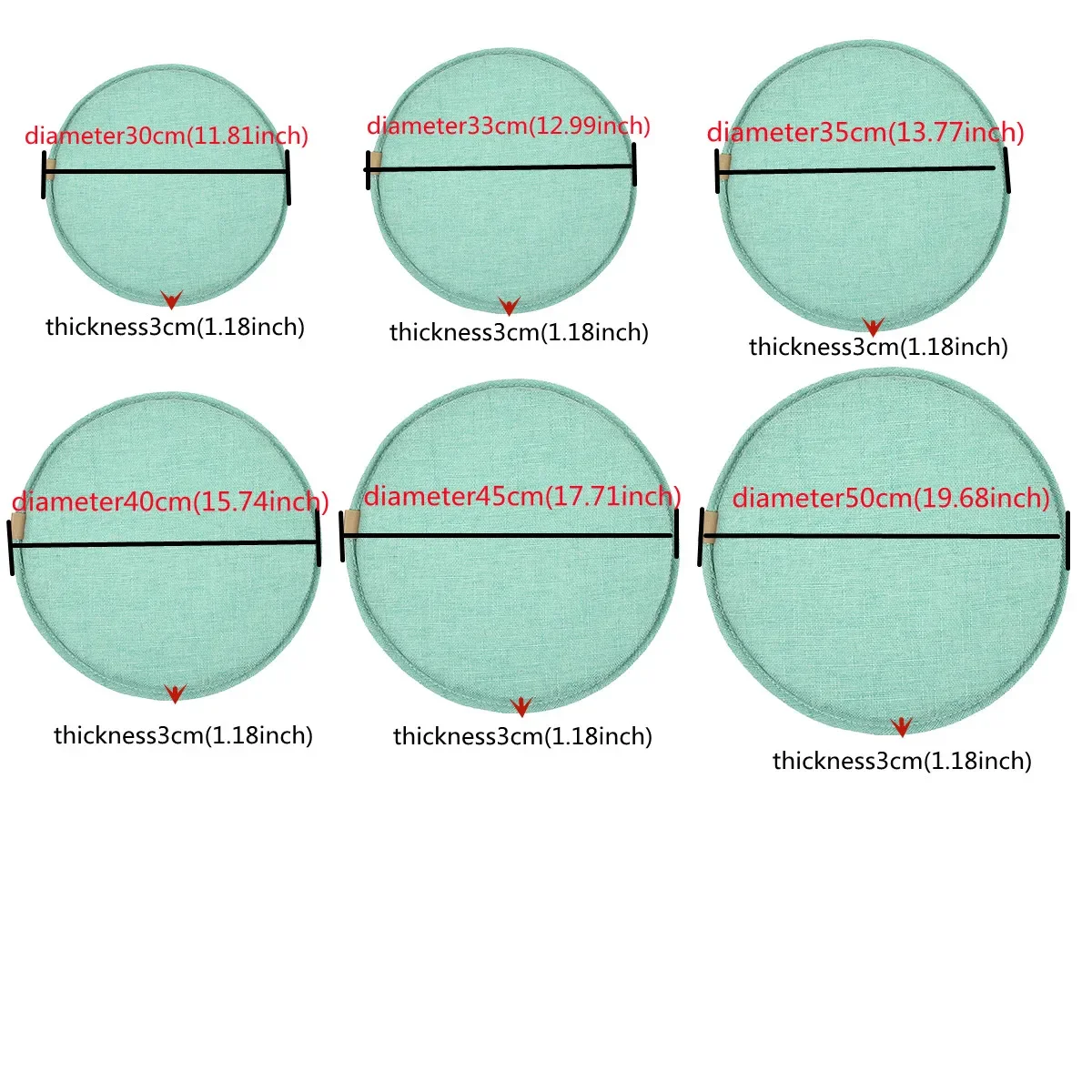 30/33/35/40/45/50cm Solid Colors Concise Round Cushion Non-slip Sponge Small Round Stool Rattan Chair Bar Stool Cushion Long 2