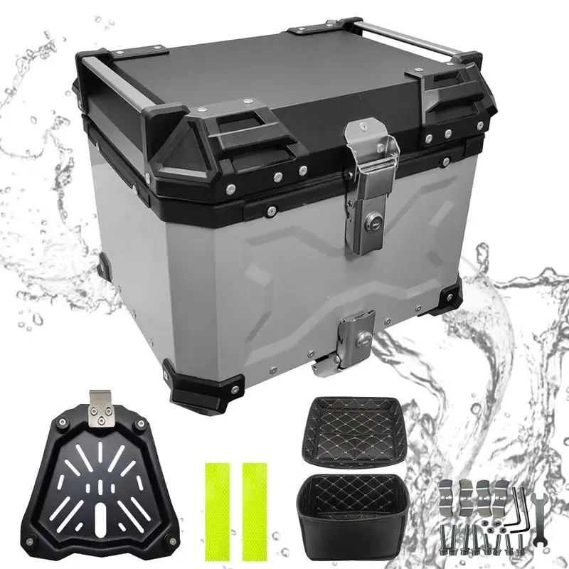 

Motorcycle Top Cases 45L Aluminum Motorcycle Trunk Box For Travel Large Capacity Universal Motorcycle Tail Box Multifunctional