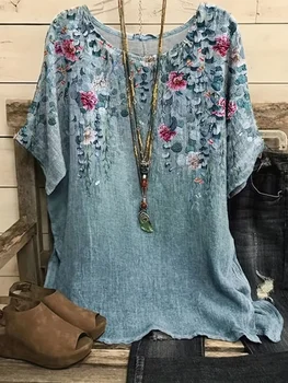 Vintage Floral T Shirt Short Sleev Summer Fashionable Colorful Flower Texture Short Sleeve Quick Drying 3D Printing Vacation 1