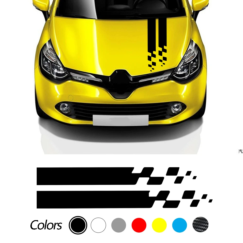 Car Stripes Hood Sticker Racing Bonnet Sport Decal Per Renault Megane Clio Rs Captur Sandero Espace Twingo Scenic Laguna Trafic