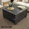 Coffee Table with Flip Top Hidden Storage, Square Center Table Distressed Brown 3