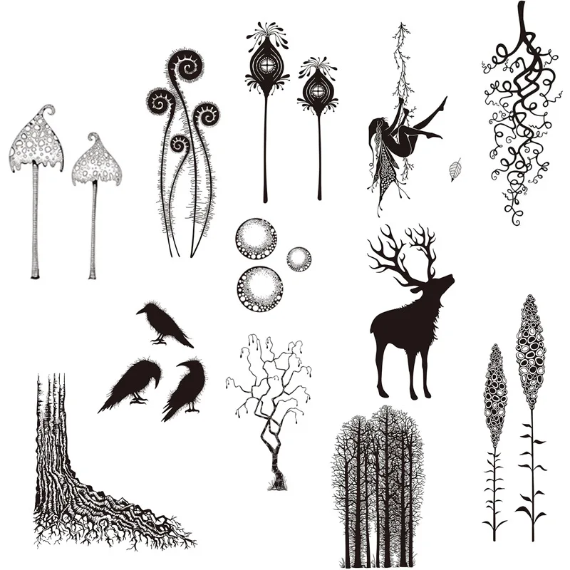 Fairy Forest Elf Plant Animals Clear Stamps Silicone Seal for DIY Scrapbooking Paper Photo Album Decorative Template