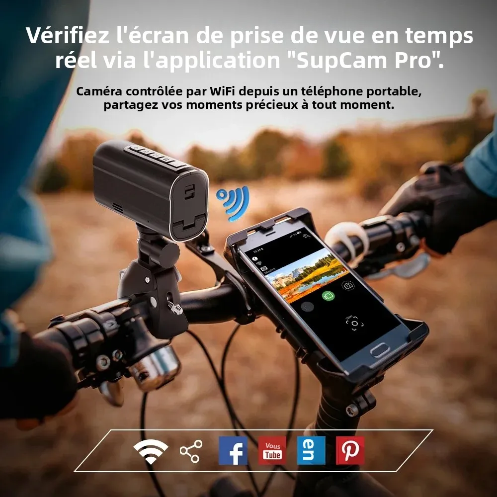 Caméra Action 4K avec 128GB TF Card - Blanc/Noir