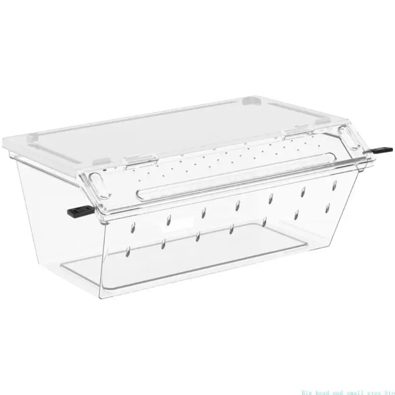 581C מיכלי זוחלים נושמים ללטאות קריקט נחש אקריליק שקוף תיבת בית גידול אקרילית ניקוי קל לדו-חיים