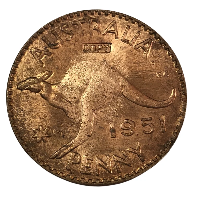 

1951 Australia 1 Penny - George VI without "IND:IMP" Coin copy