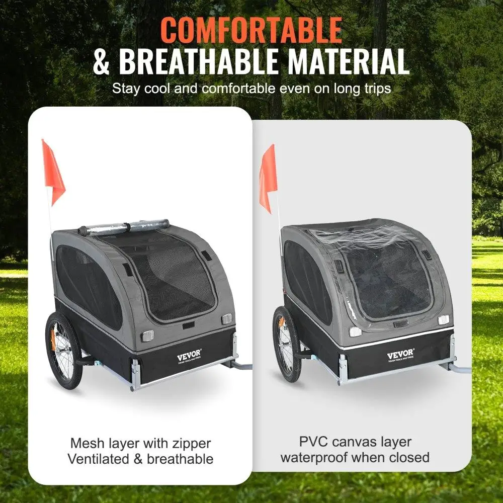 Easy Folding Dog Bike Trailer for Up to 88 Lbs with Reflectors and Flag 6