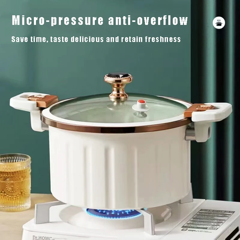 8L Micro Pressure Soup Pot NonStick Frying Stewing Pan Wok Double Ear with Lid Home Induction Cooker Gas Stove Cooking Roman pot
