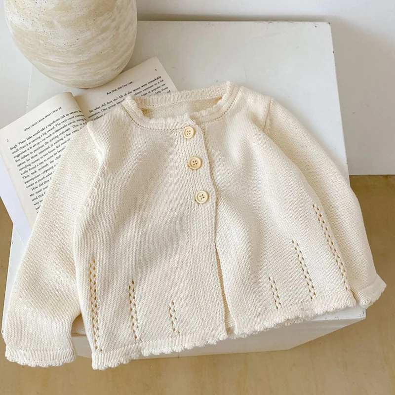 Baby Girls Sweater Autumn baby clothing 0-3 year old baby girl sweet hundred tower cardigan cotton yarn knitted sweater round neck jacket