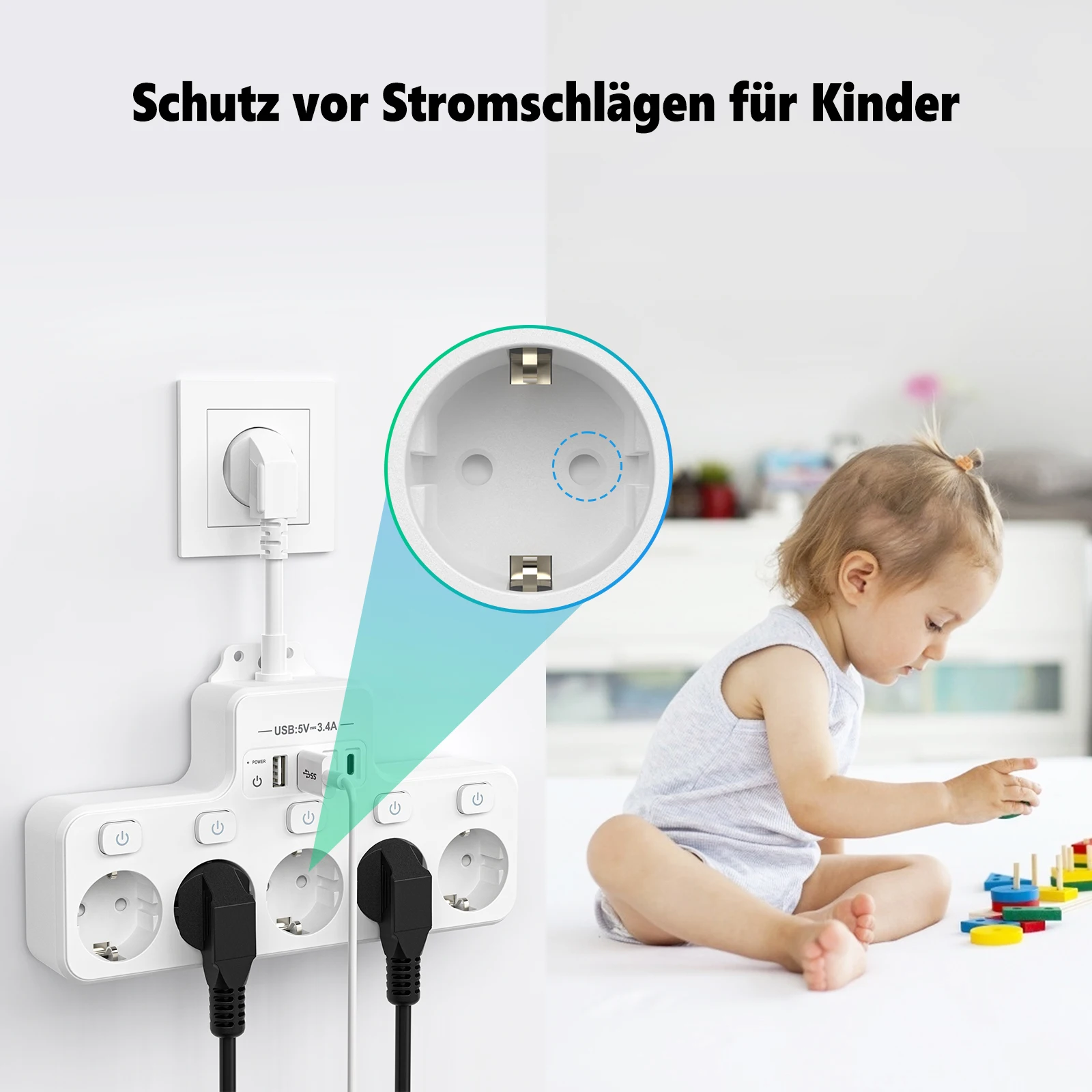 قطاع الطاقة 5-Way متعدد الاتصال منفذ الاتحاد الأور...