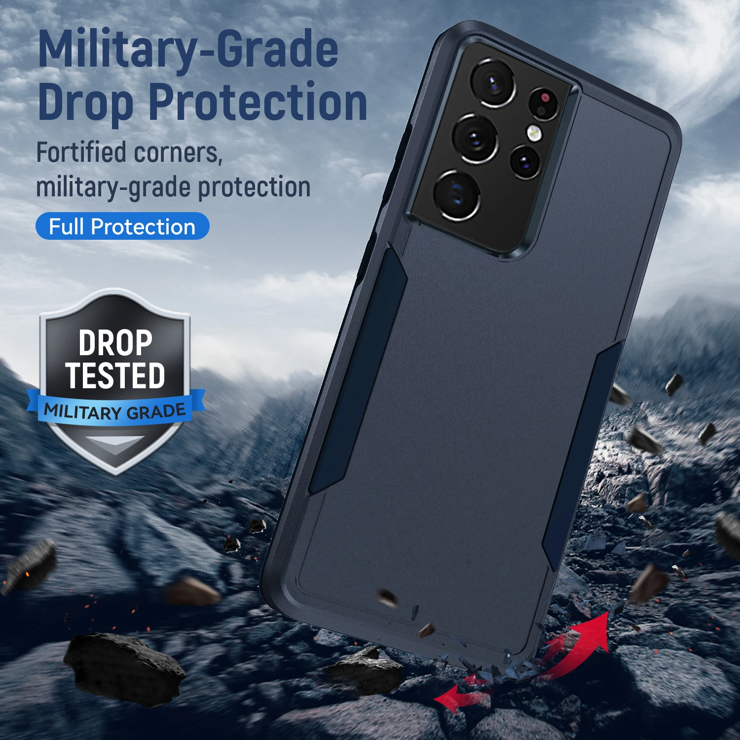 Enhanced Dual-Layer Shockproof TPU/PC Phone Case with Fashionable Armor Shell Design