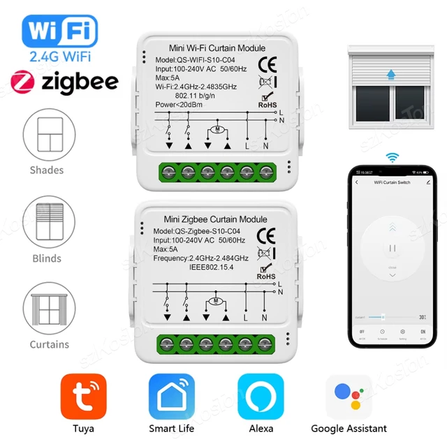 Tuya Smart WiFi ZigBee Curtain Module Blinds Roller Shutter Electric Motor Smart Curtain Switch Works with Alexa Google Home