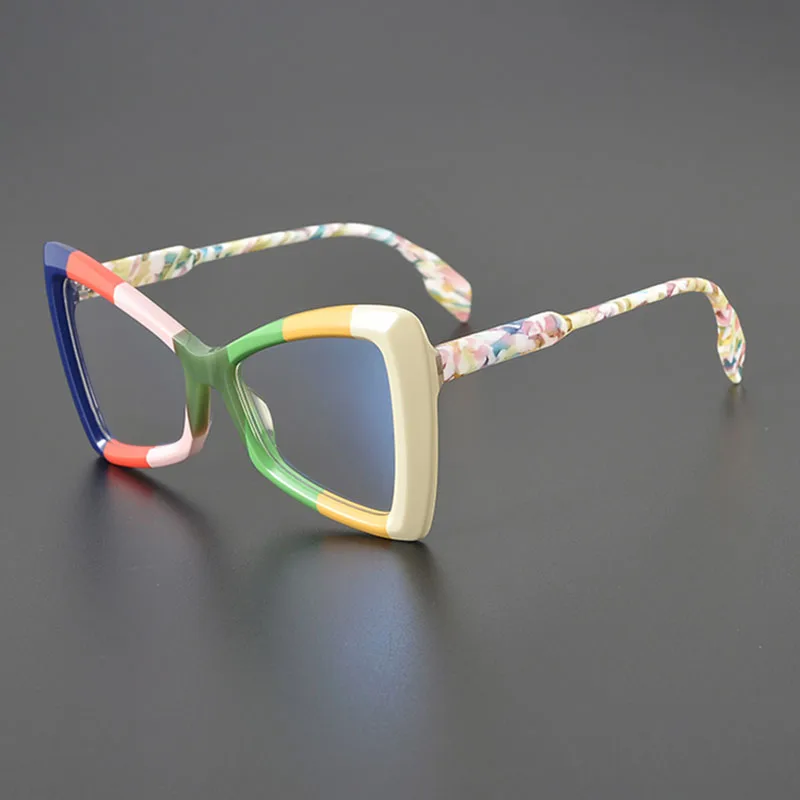 

Niche designer multi-color cat-eye big frame personality glasses frame Fashion literary square frame optical prescription glasse